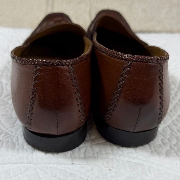 Bragano Men\'s 11M Tan Basketweave Leather Slip On Loafer Dress Casual Shoes